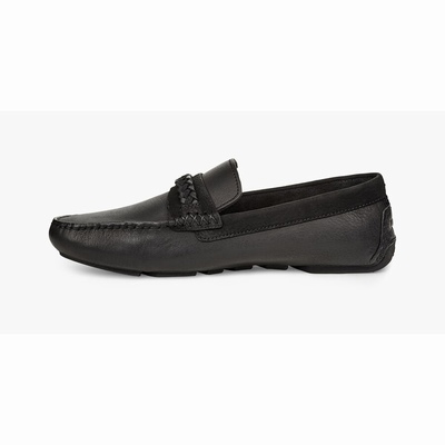 Mocassins UGG Henrick Leather Braid Homem Pretas | PT-GEMID